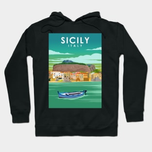 Sicily Italy Palermo Vintage Minimal Travel Poster Hoodie